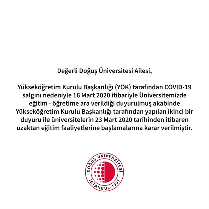 Ogrencilerimizin Dikkatine Dogus Universitesi Rektorlugu Nden Online Egitim Bilgilendirme Duyurusu