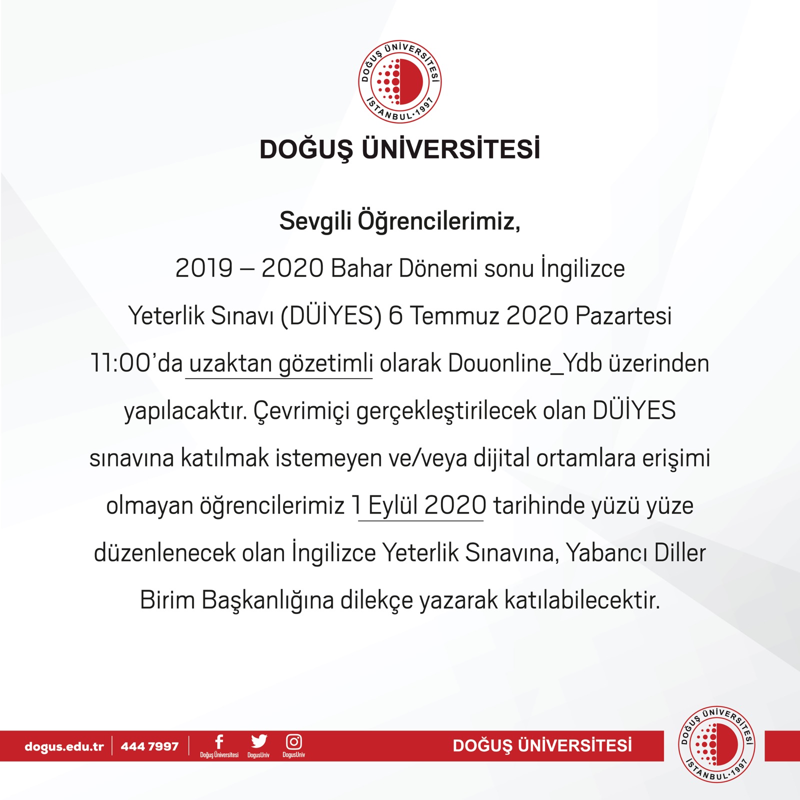 2019 2020 bahar donemi ingilizce yeterlilik sinavi duiyes onemli bilgilendirme