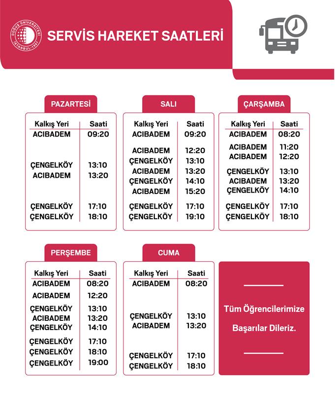 Dogus Universitesi Servis Hareket Saatleri