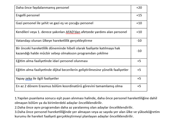 erasmus-puanlandırma